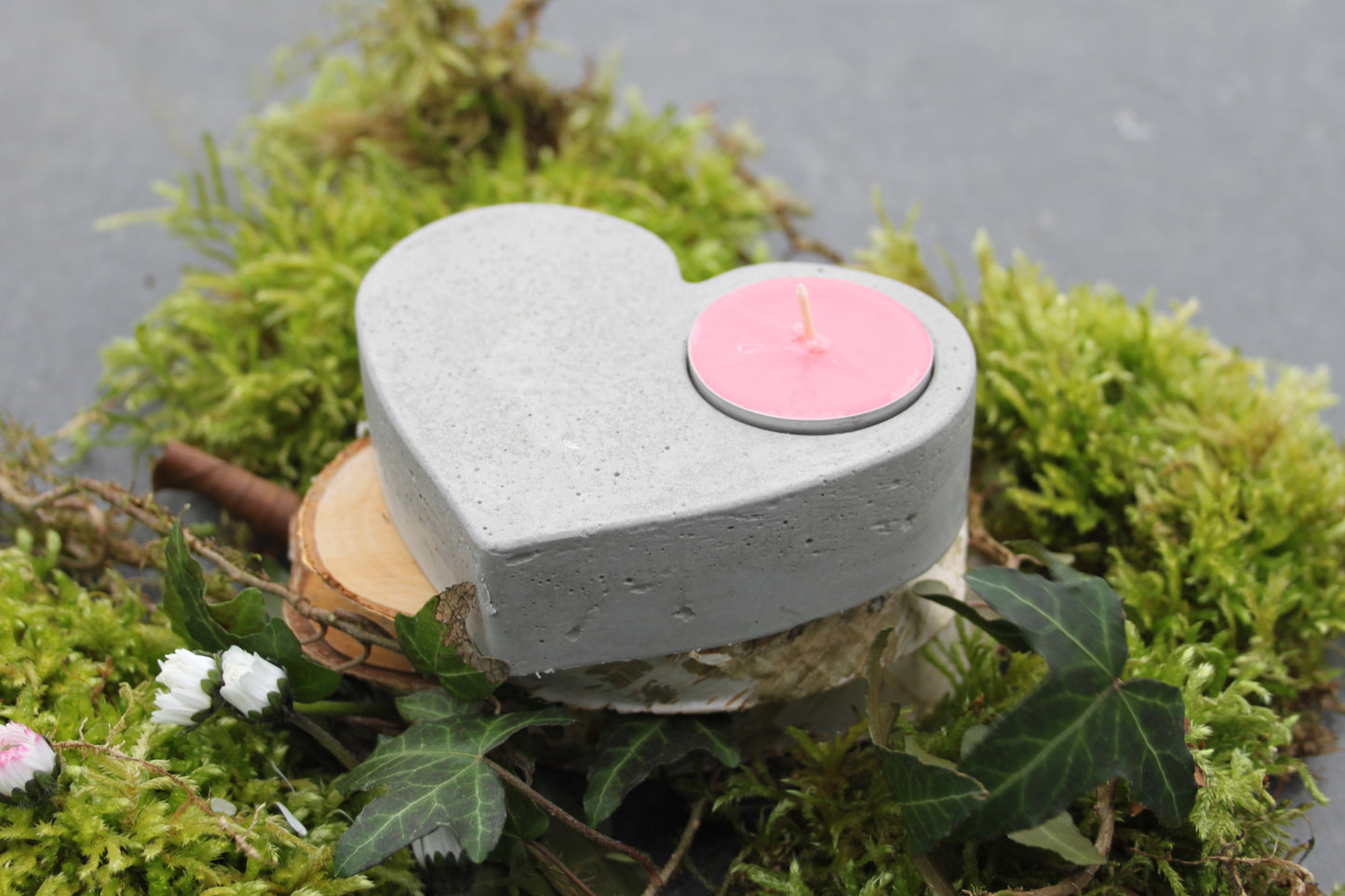 Bougeoir Cœur Uni en béton
