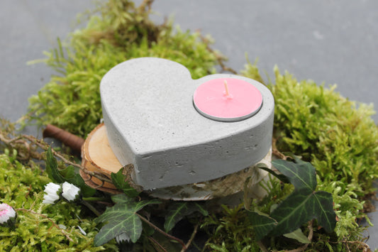 Bougeoir Cœur Uni en béton