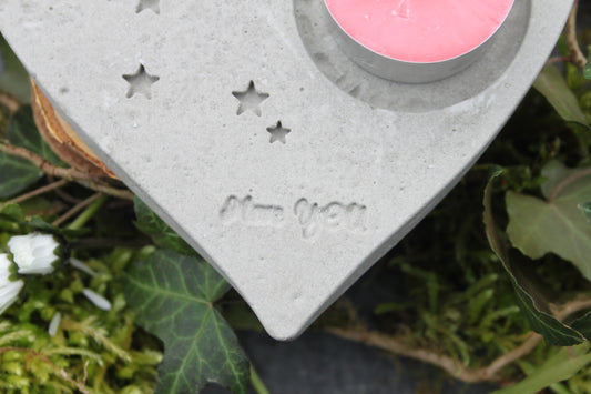 Bougeoir Cœur en béton – Nuit étoilée