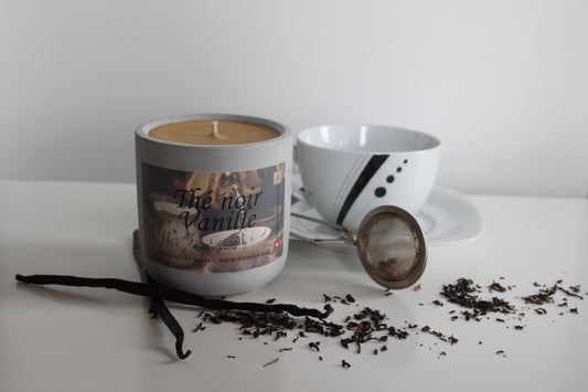 Bougie parfumée béton Thé noir - Vanille