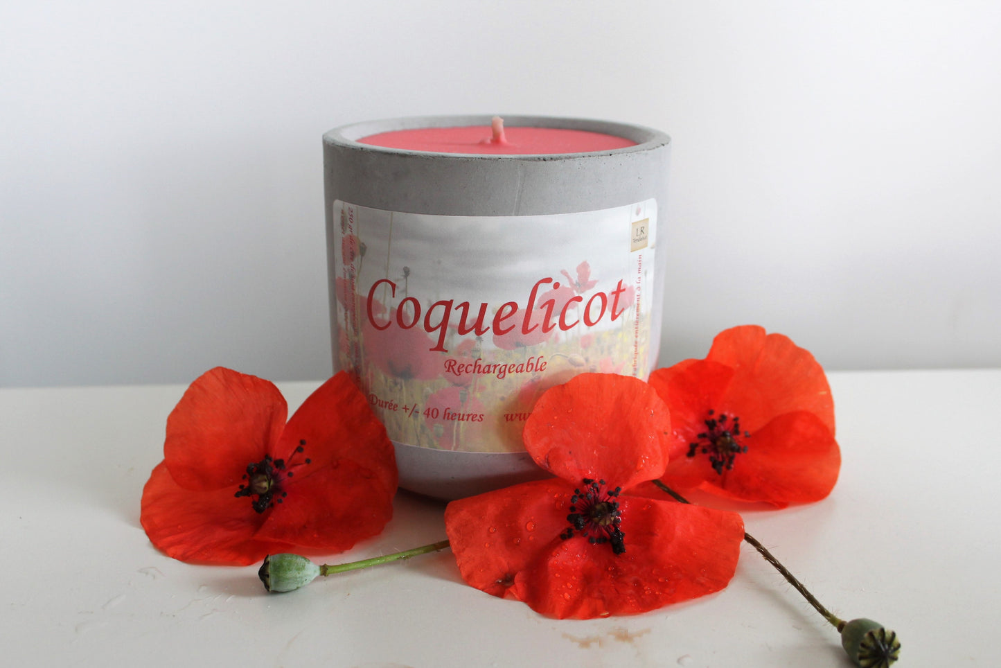 Bougie parfumée béton Coquelicot